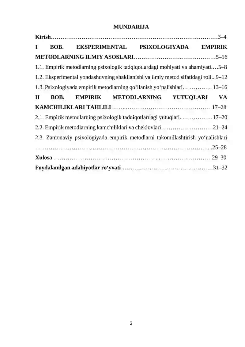 Eksprimental psixologiyada emprik metodlarning yutuq va kamchiliklari 2