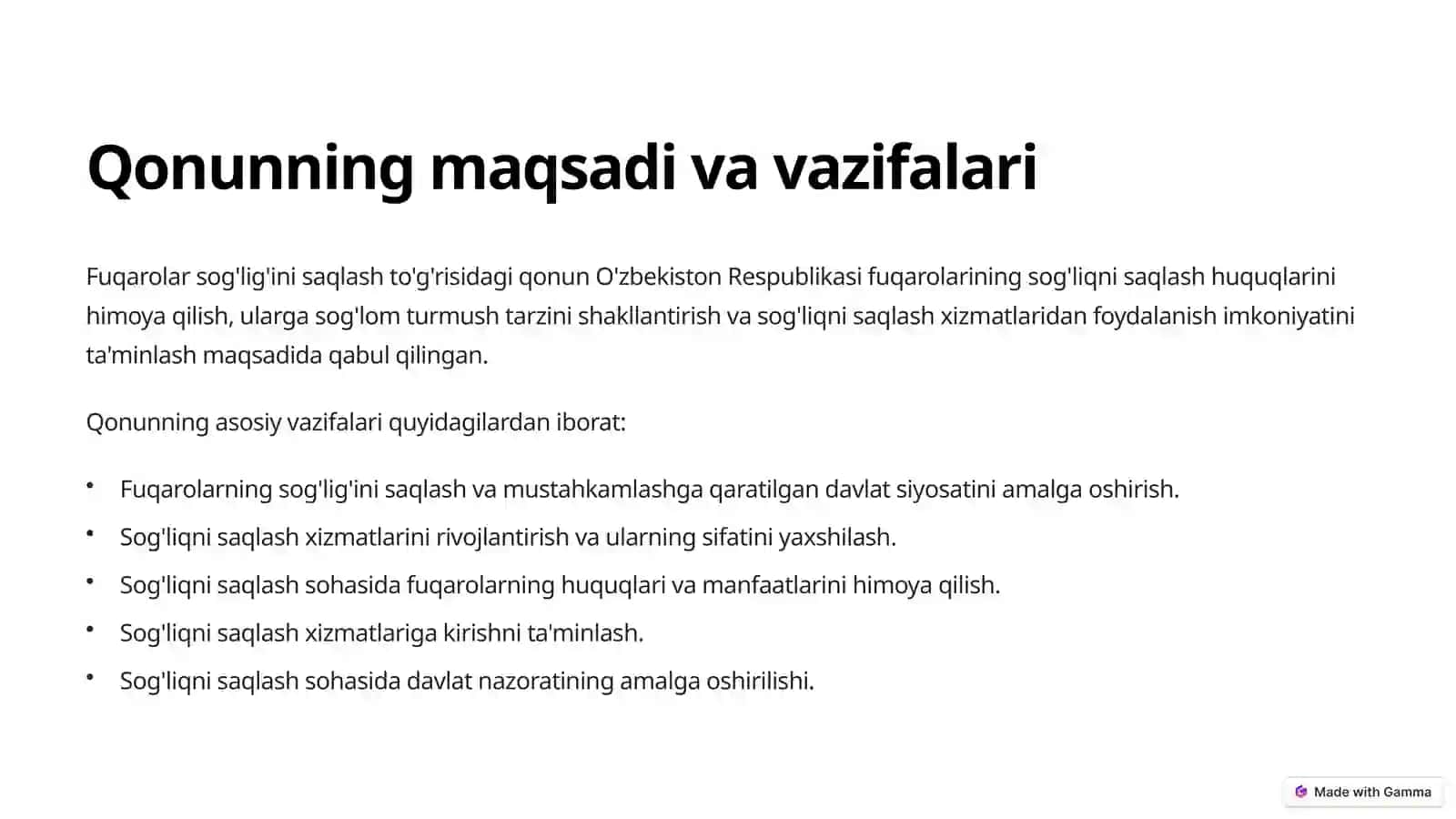 FUQAROLAR SOG'LIG'INI SAQLASH TO'G'RISIDAGI QONUN VA UNING MOHIYATI 2