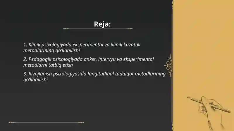 Zamonaviy psixologiya tarmoqlarida tadqiqot metodlarining qoʻllanishi 2