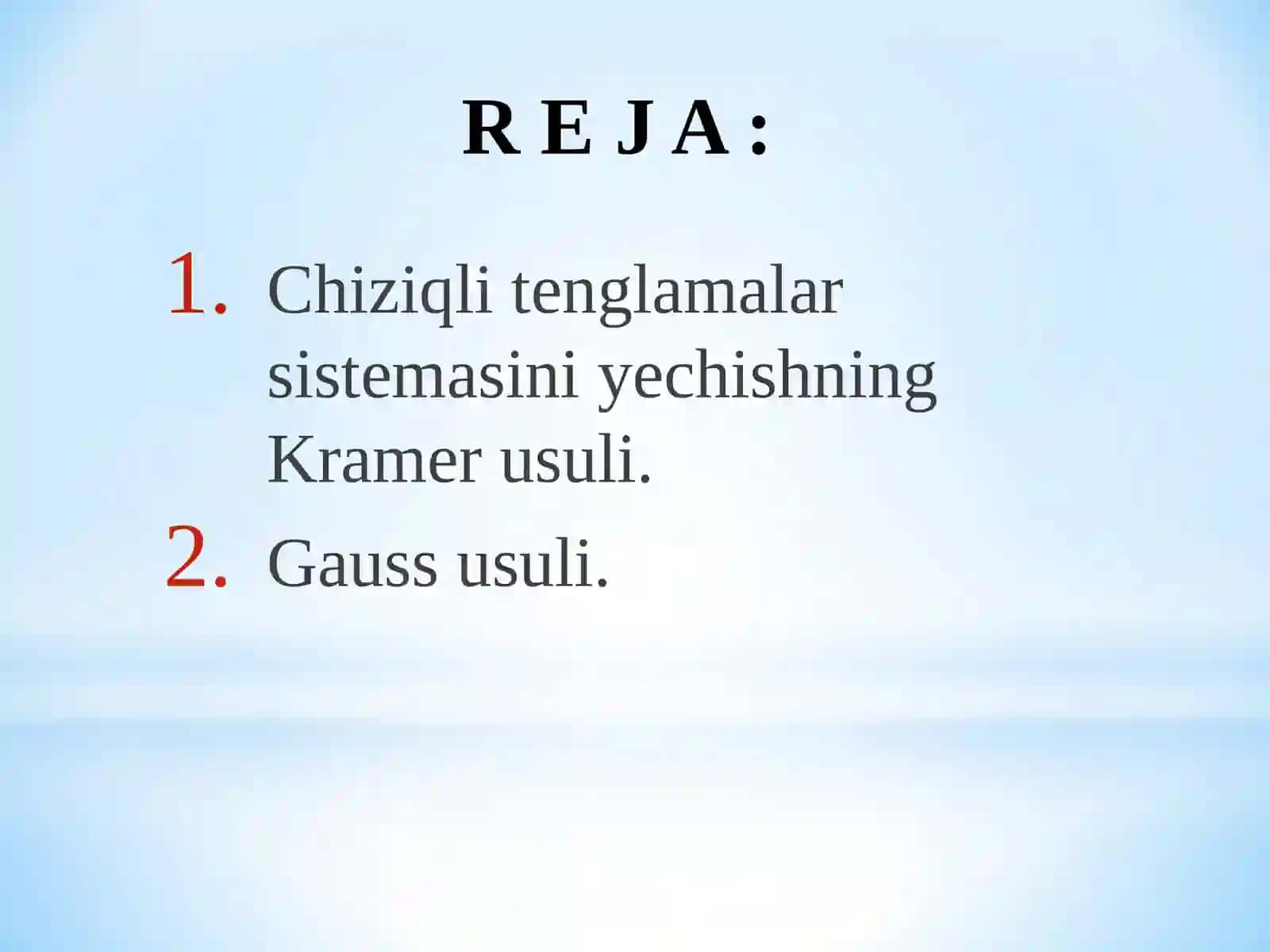 Chiziqli Tenglamalar Sistemasi 2