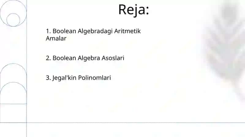 Mantiq algebrasidagi arifmetik amallar 2