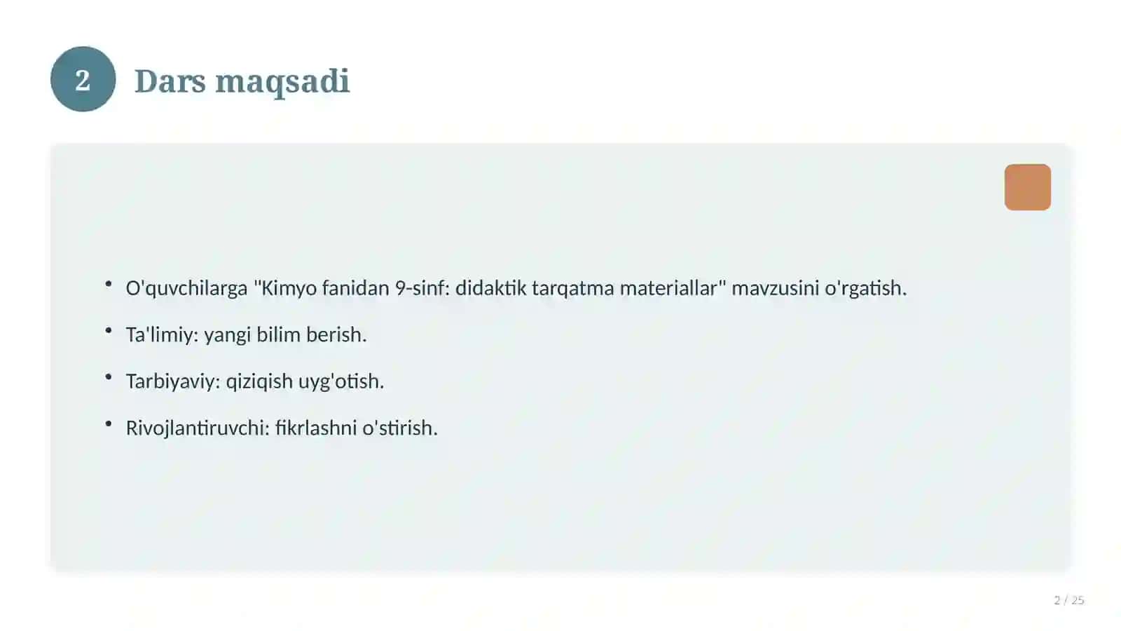 Kimyo fanidan 9-sinf: didaktik tarqatma materiallar 2