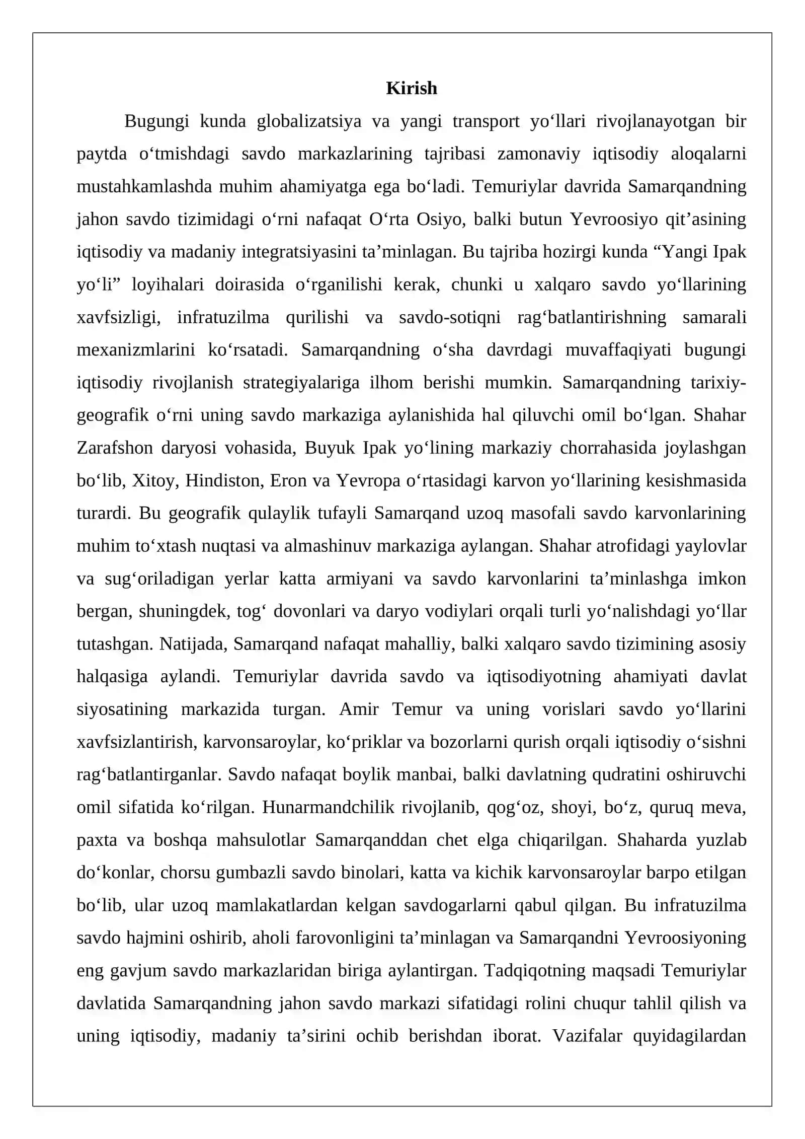 Temuriylar davlatida Samarqand – jahon savdo markazi 2