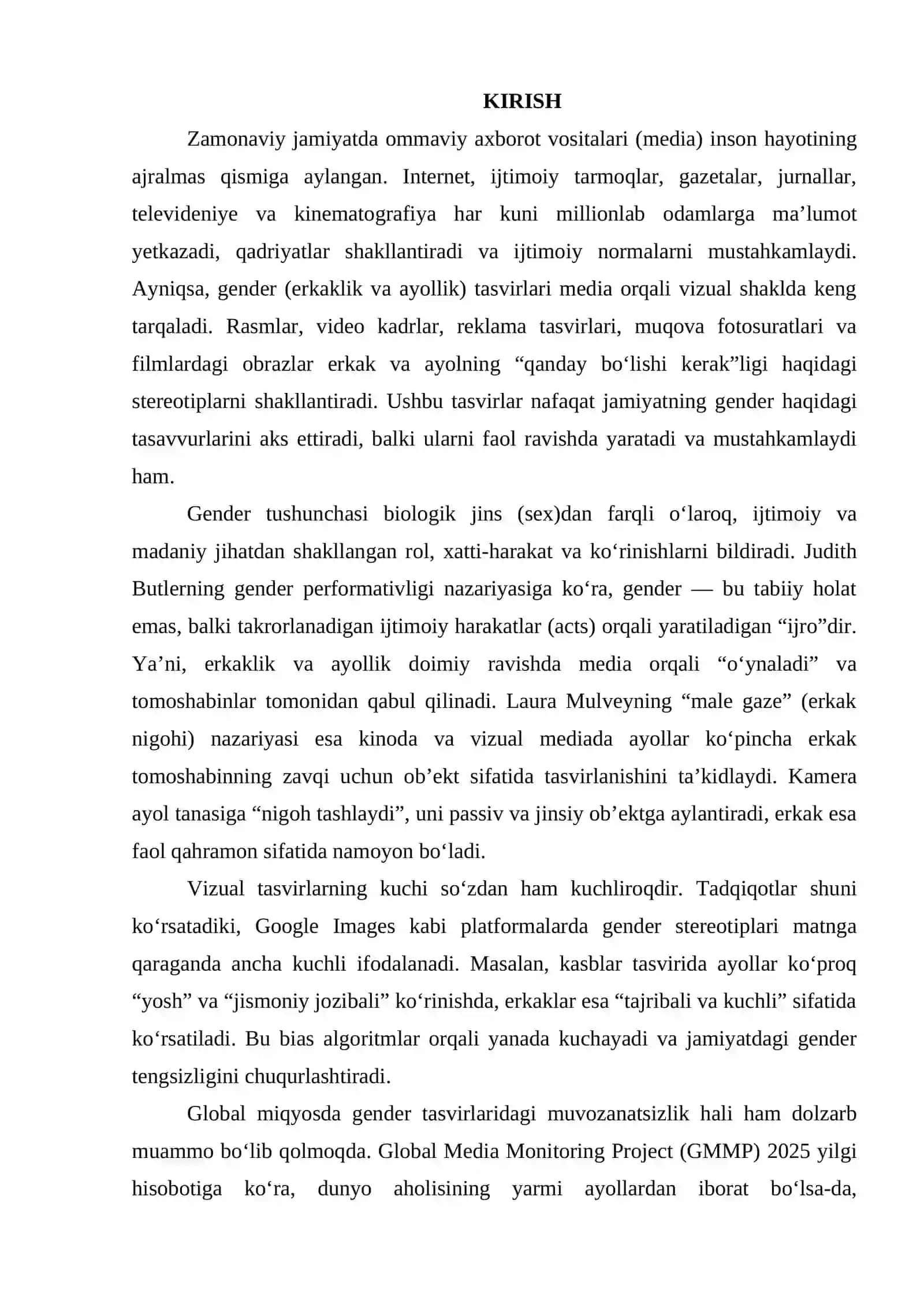 Ommaviy axborot vositalarida (Internet, jurnallar/gazetalar, filmlar va boshqalar) gender (erkaklik/ayollik) ning vizual tasvirlari 2
