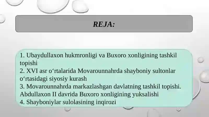 BUXORO XONLIGINING TASHKIL TOPISHI VA SIYOSIY HAYOTI 2