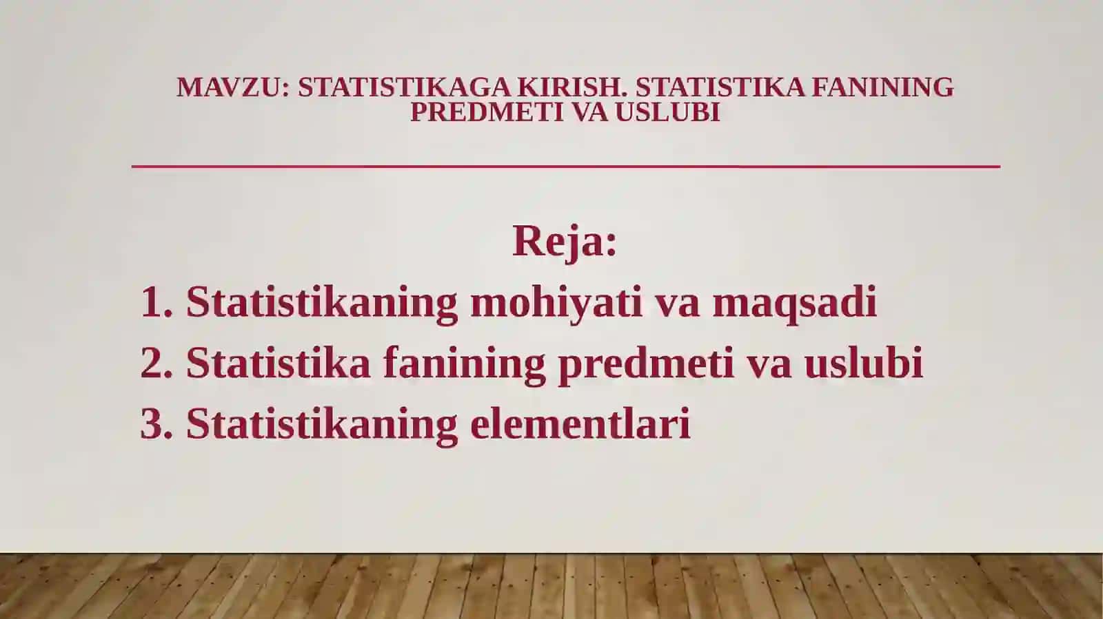 Statistikaga kirish. Statistika fanining predmeti va uslubi 2