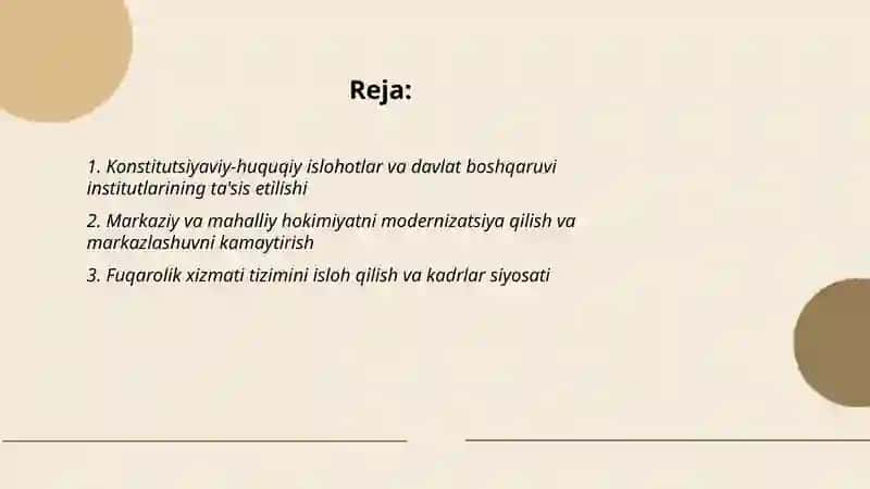 Mustaqillik yillarida davlat boshqaruvi tizimida amalga oshirilayotgan islohotlar 2