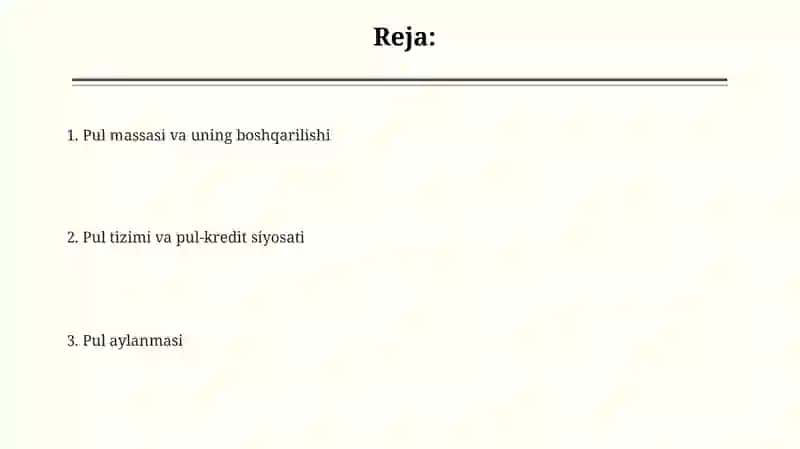 Pul-tizimi va Pul-kredit siyosati 2