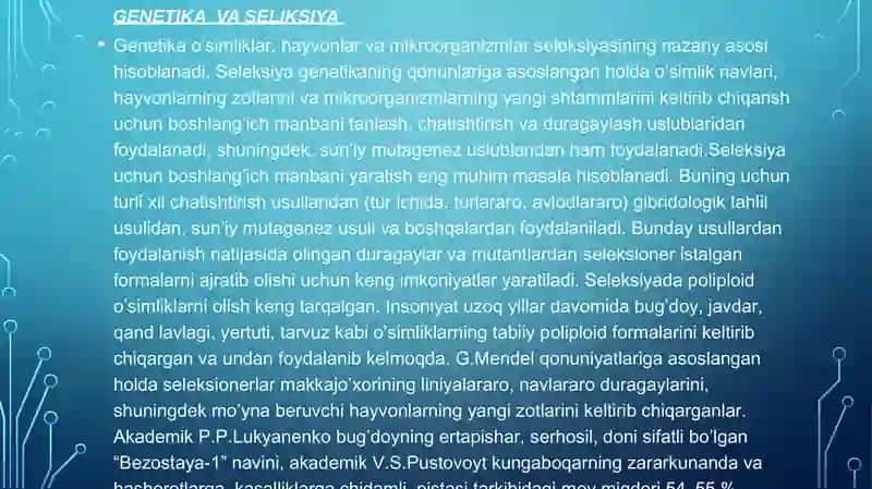 Genetika fanining biologiya fanlar orasidagi o‘rni 2