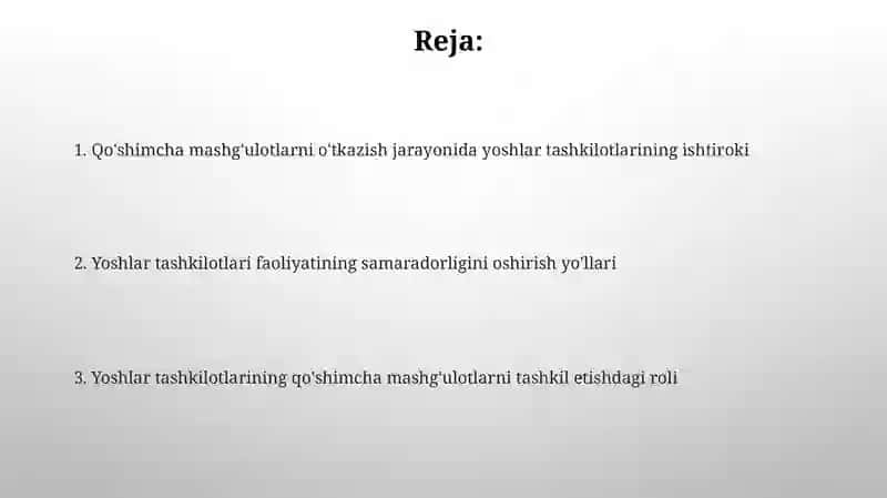 Qo'shimcha mashg'ulotlarni o'tkazish jarayonida yoshlar tashkilotlarining ishtiroki 2