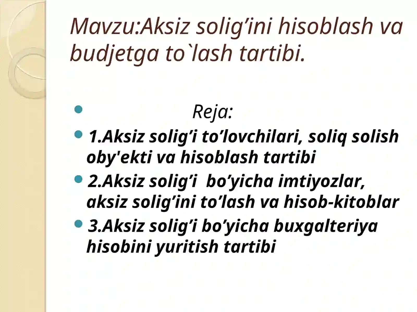 Aksiz solig’ini hisоblash va budjetga to`lash tartibi 2
