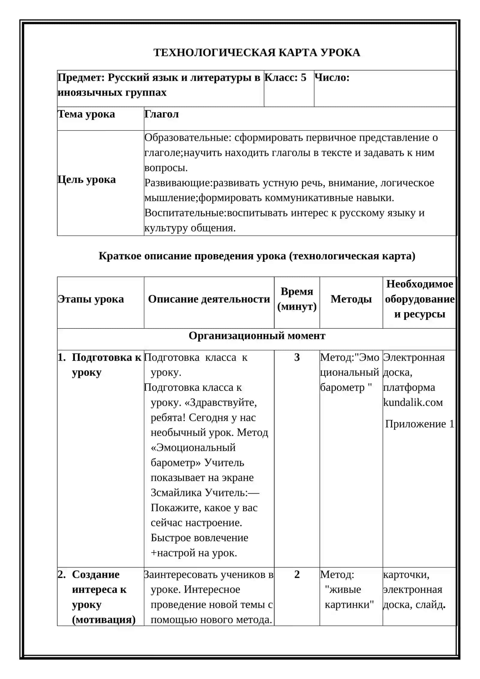 Глагол 5-класс (Разработка Микроурока) 2