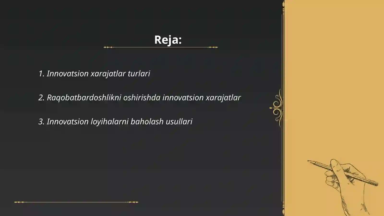 Innovatsion xarajatlarni boshqarish usullarini tahlil qilish 2
