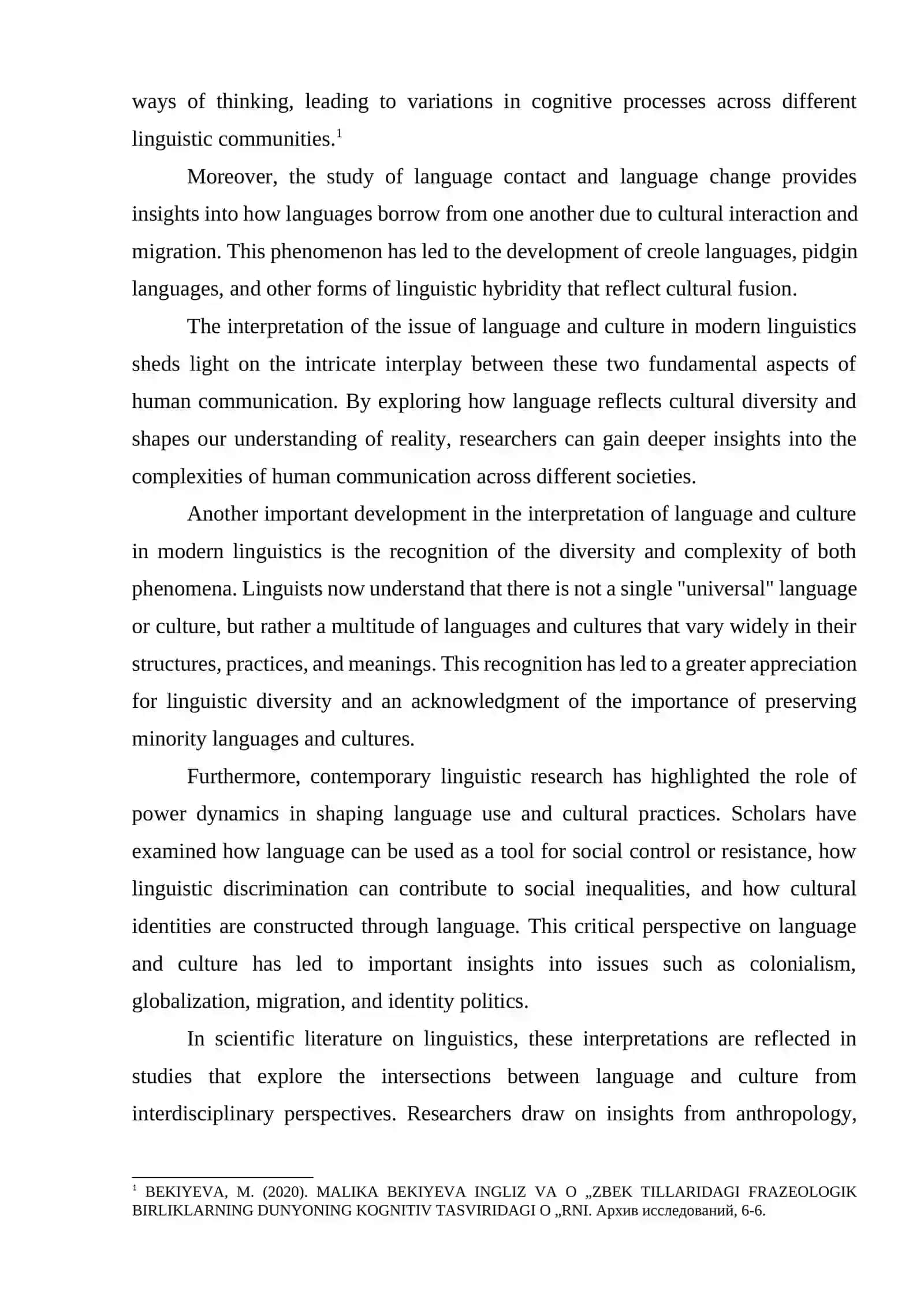 INTERPRETATION OF THE ISSUE OF LANGUAGE AND CULTURE IN MODERN LINGUISTICS IN SCIENTIFIC LITERATUR 2