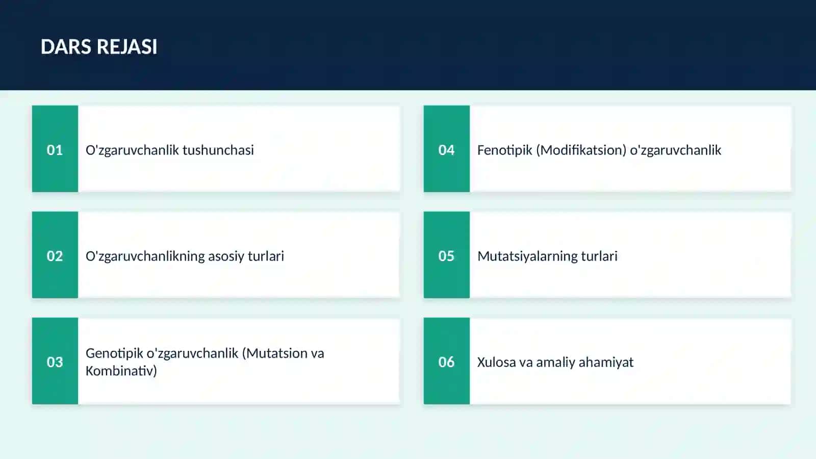 Genetik materialning o'zgaruvchanligi 2