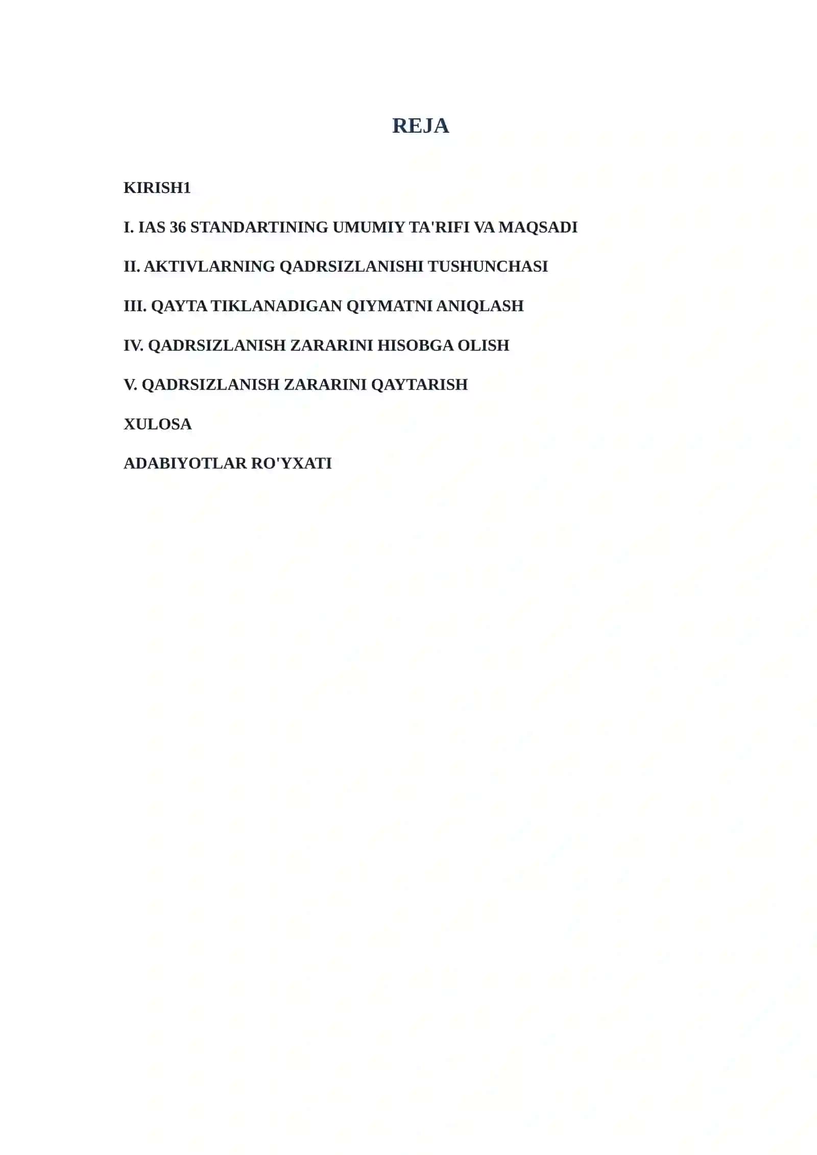 Aktivlarning qadrsizlanishi 
standartning mazmuni va qollanilishi 2