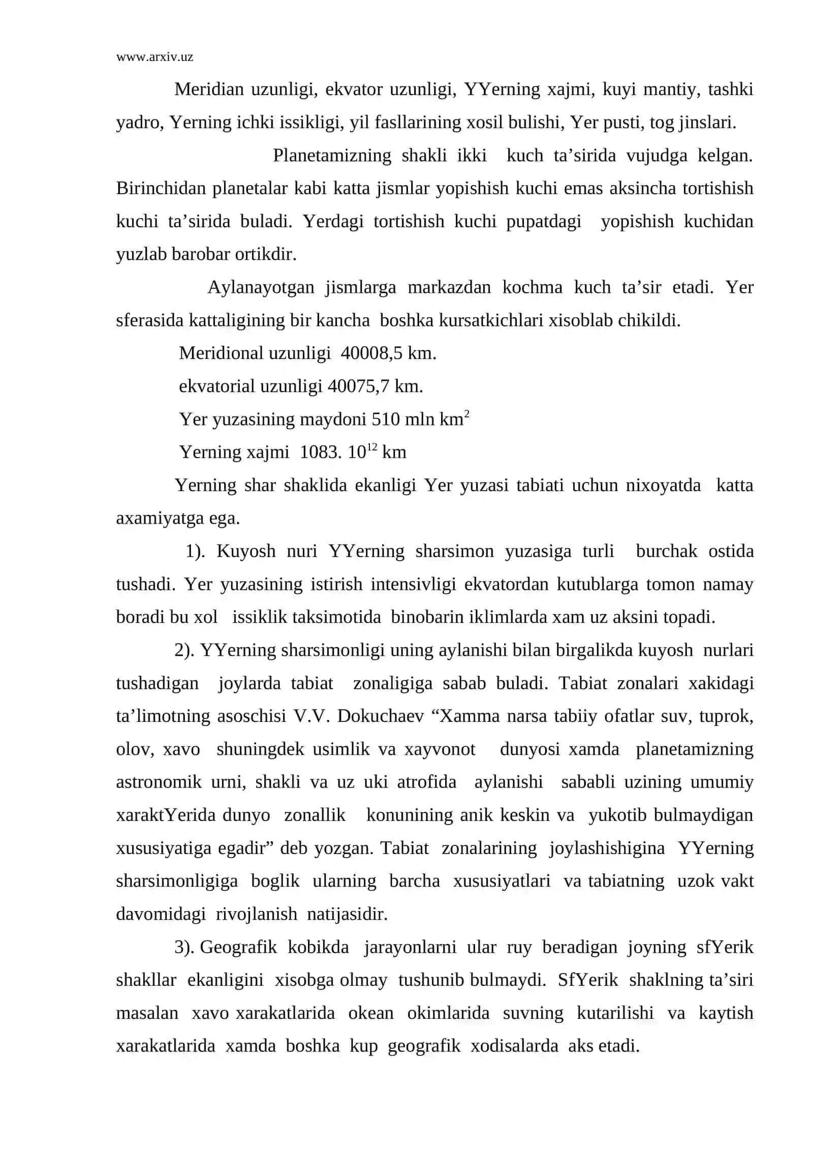 Yer yuza tabiatining sifatlari va axamiyati 2