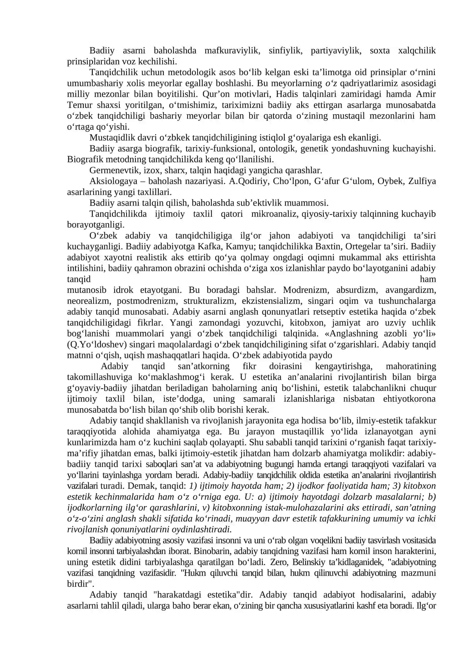 Mustaqillik davri adabiy tanqidchiligi va adabiy jarayonning yetakchi tamoyillari 2