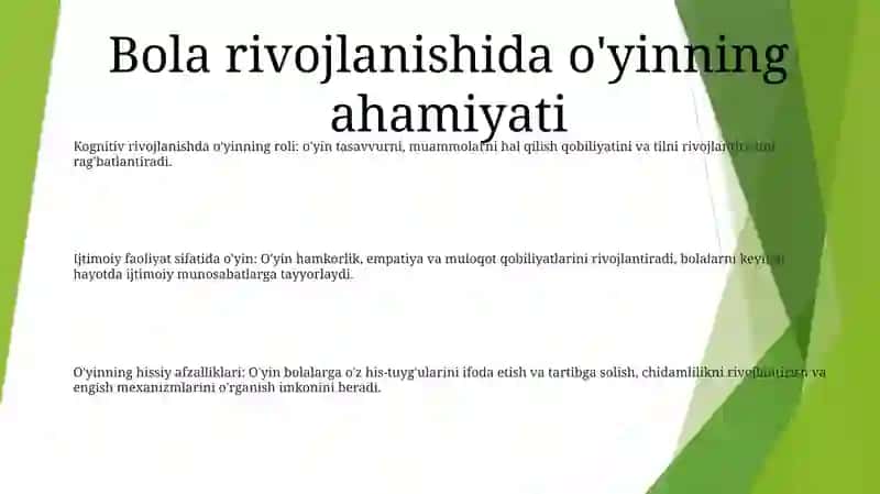 OʻYin Bola Faoliyatining Asosiy Turi 2