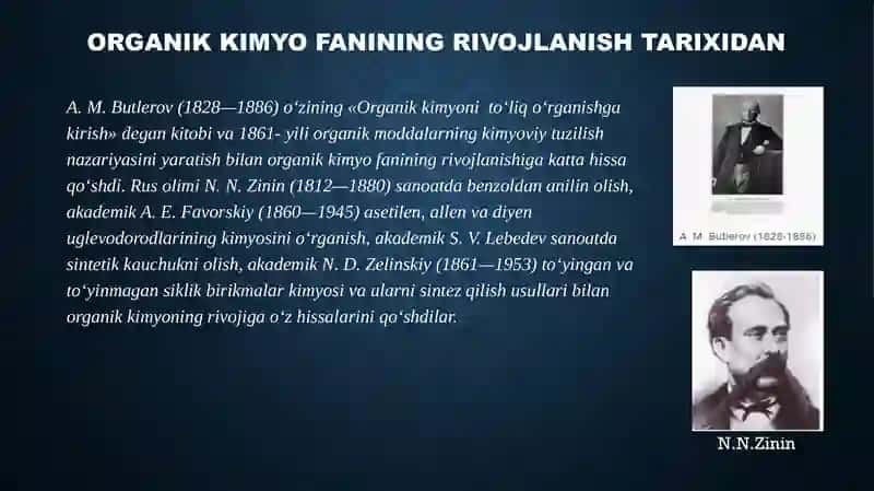 Organik va alkoloidlar kimyosining rivojlanishiga hissa qo`shgan o`zbek olimlari 2