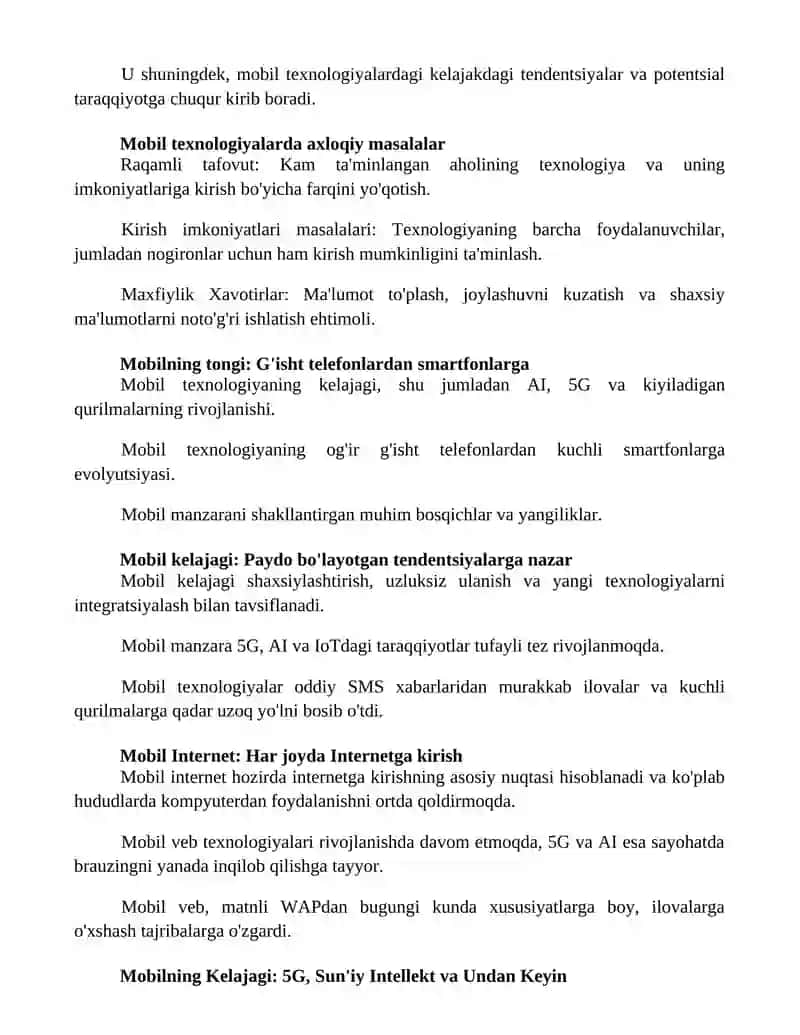 Mobil texnologiyalar tarixi va kelajagi 2