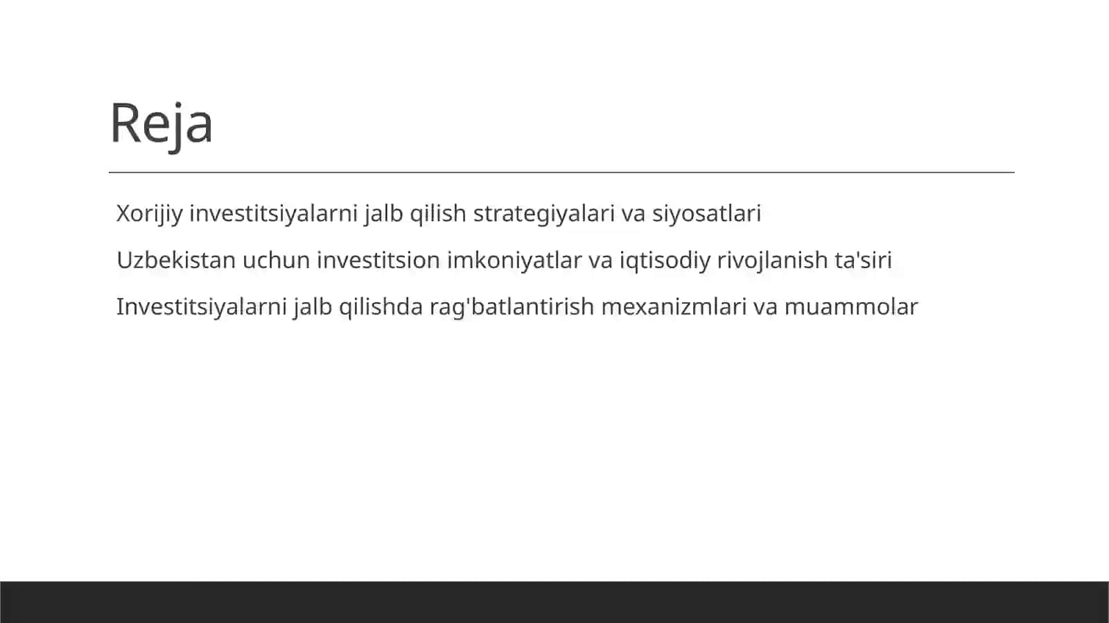 Xorijiy investitsiyalarni jalb qilishni ragbatlantirish konsepsiyasi 2