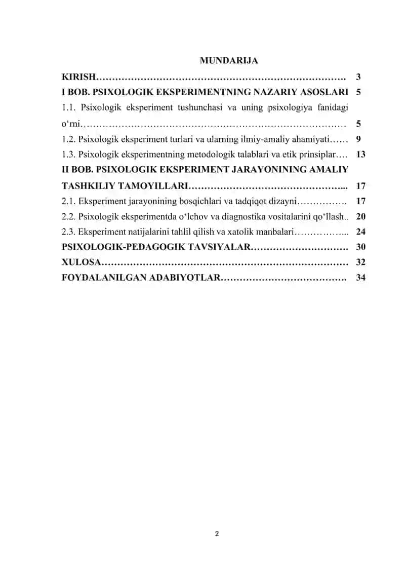 Psixologik eksperiment jarayoni va uning asosiy xususiyatlari 2