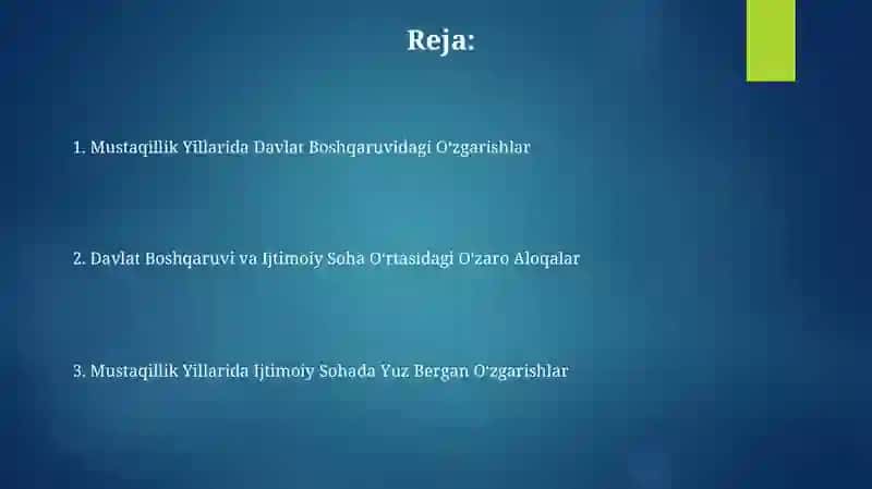 Mustaqillik Yillarida Davlat Boshqaruvidagi Oʻzgarishlar 2