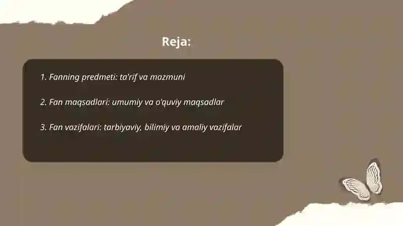Tabiat bilan tanishtirish metodikasi fanining predmeti maqsad va vazifalari 2