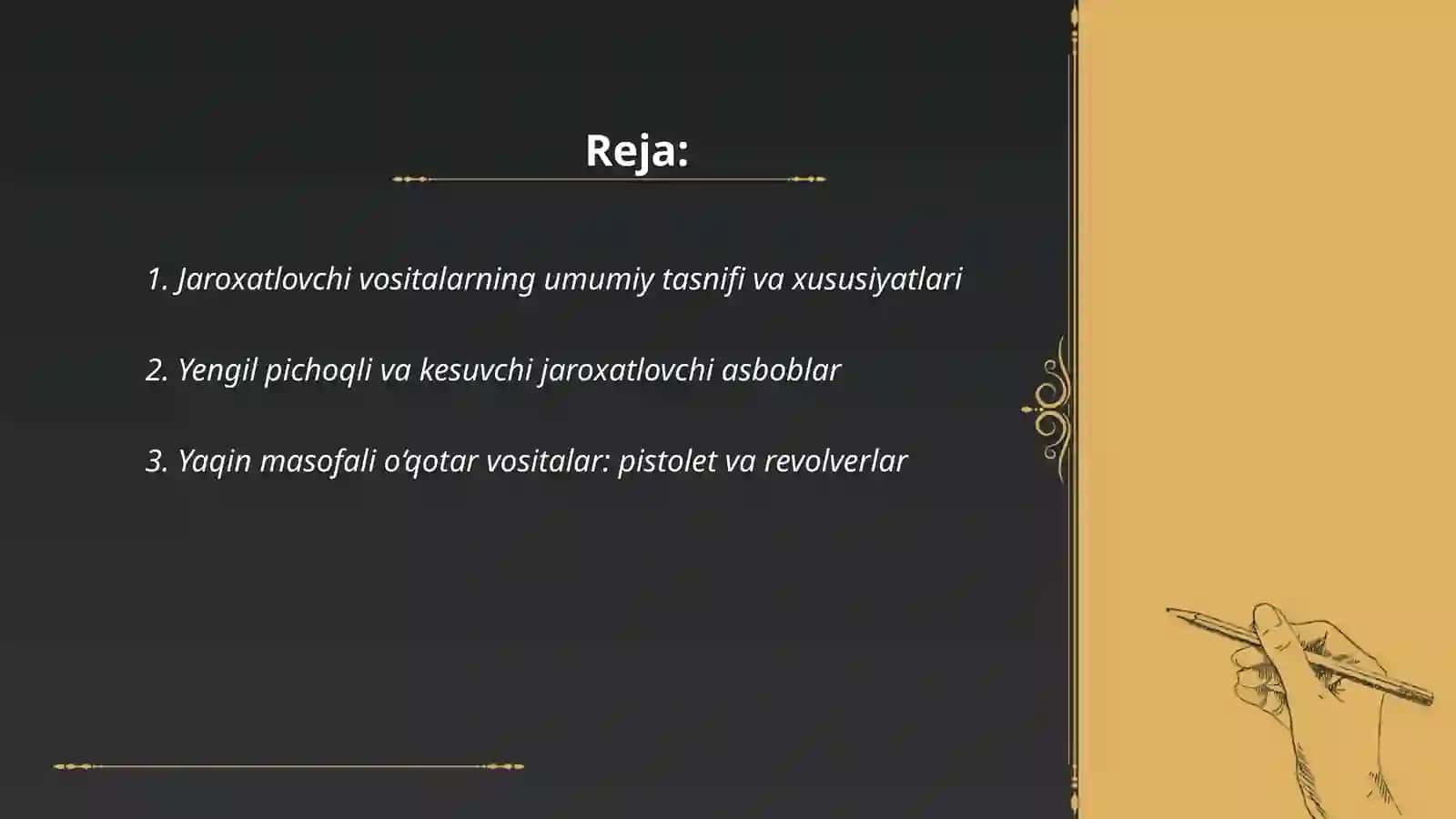 Zamonaviy sharoitlarda qo’llaniladigan jaroxatlovchi vositalarning qisqacha tavsifi 2