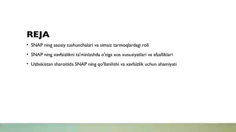 SIMSIZ TARMOQLAR XAVFSIZLIGI UCHUN SNAP (SUBNETWORK ADDRESS PROTOCOL) NING O'ZIGA XOS XUSUSIYATLARI. 2