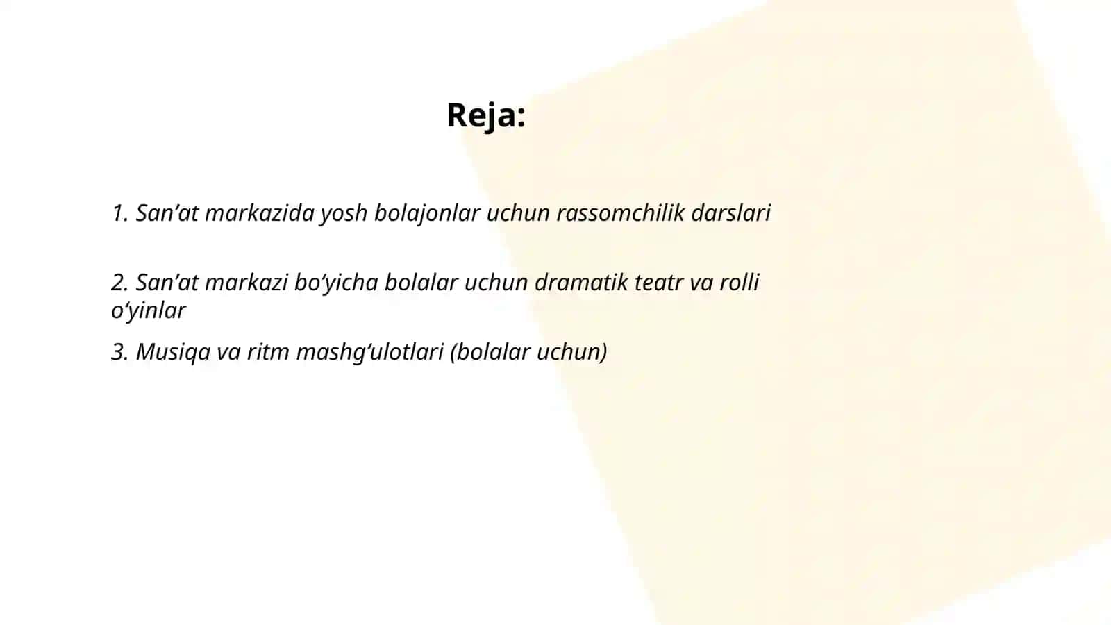 Sanʼat markazida yosh bolajonlar uchun rassomchilik darslari 2