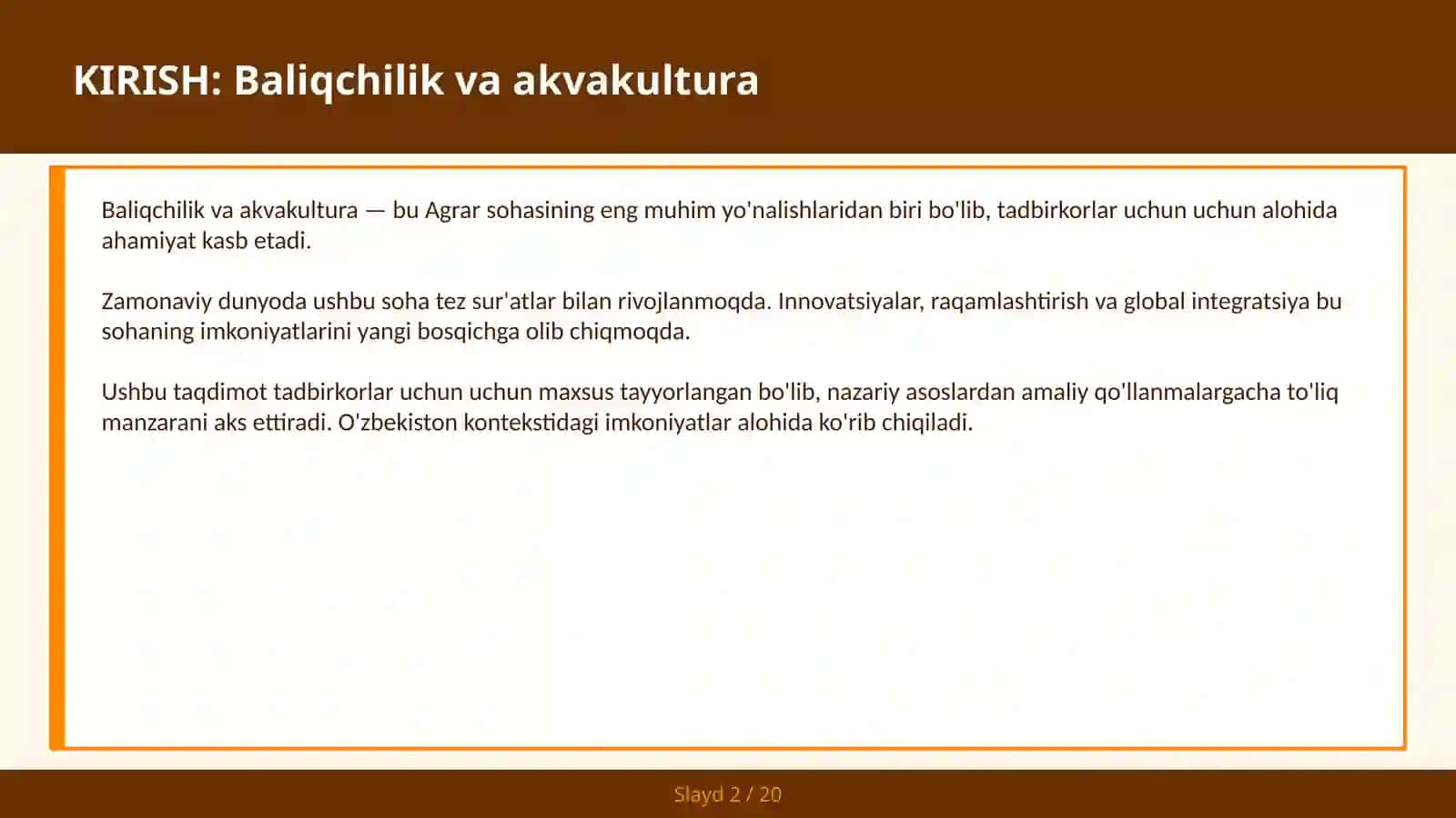 BALIQCHILIK VA AKVAKULTURA 2