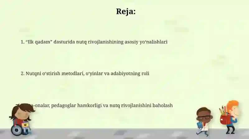 Ilk qadam davlat dasturida bolalar nutqini o'stirish mazmuni 2