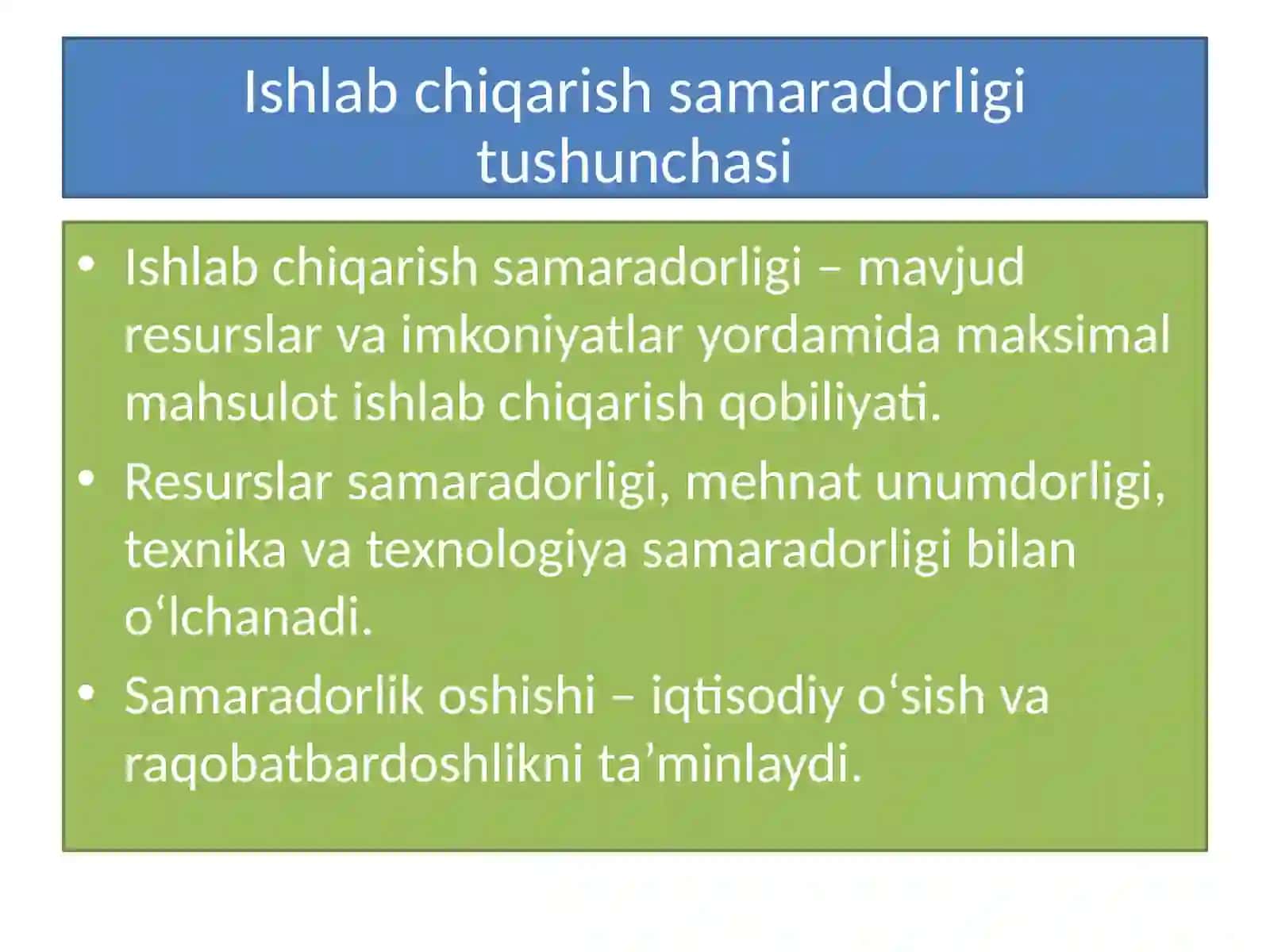 Ishlab chiqarish samaradorlik 2