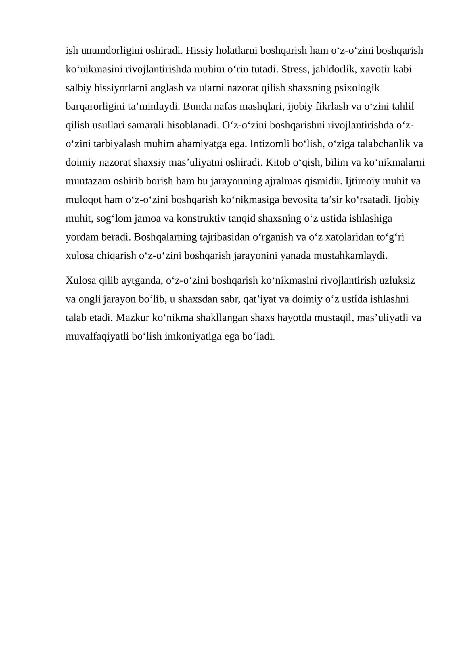 O‘z-O‘zini Boshqarish Konikmasini Rivojlantirish Yo'llari 2