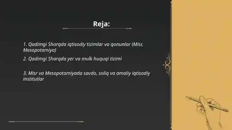 Qadimgi Sharq, antik dunyo, feodal jamiyati va ilk kapitalizmning iqtisodiy ta`limotlari 2