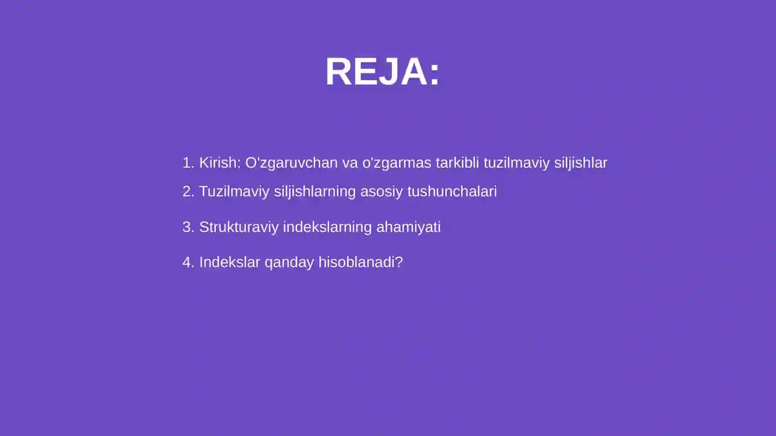 O'zgaruvchan va o'zgarmas tarkibli tuzilmaviy (strukturaviy) siljishlar indekslari 2