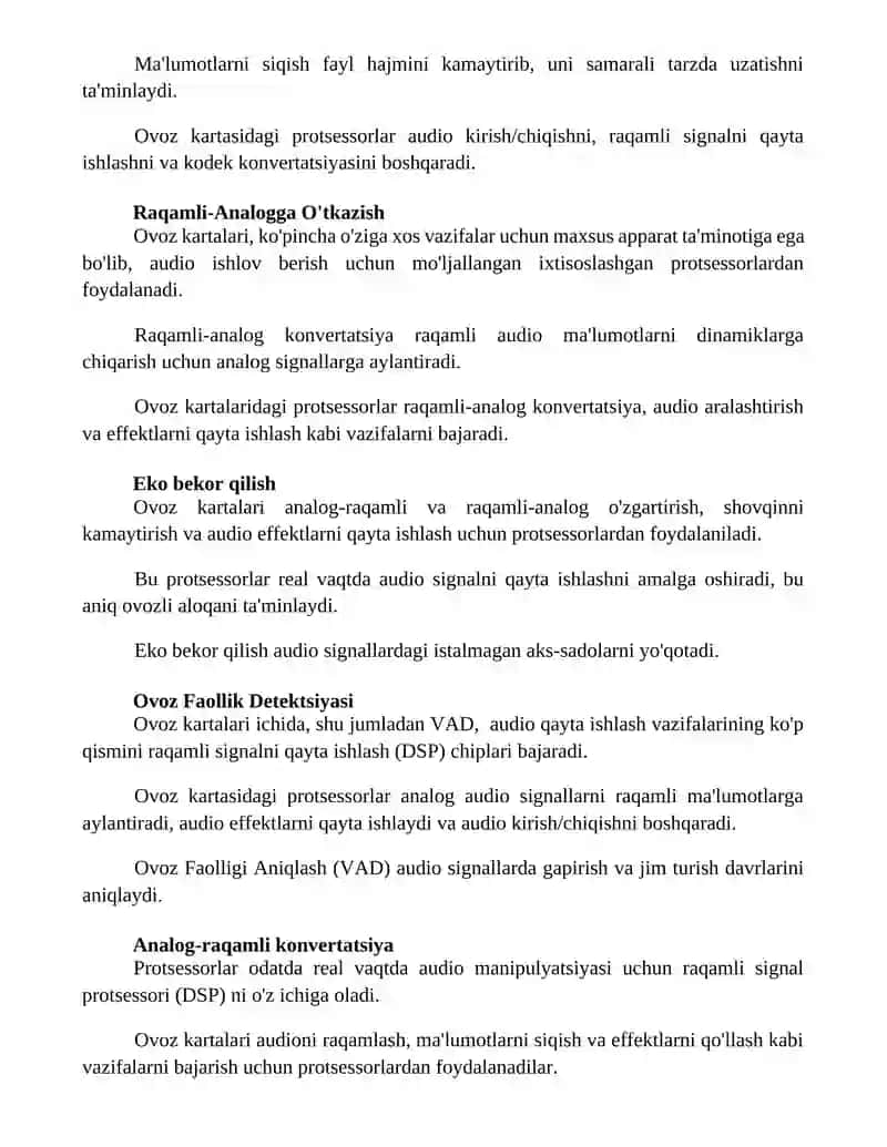 Ovoz kartalari protsessorlari 2