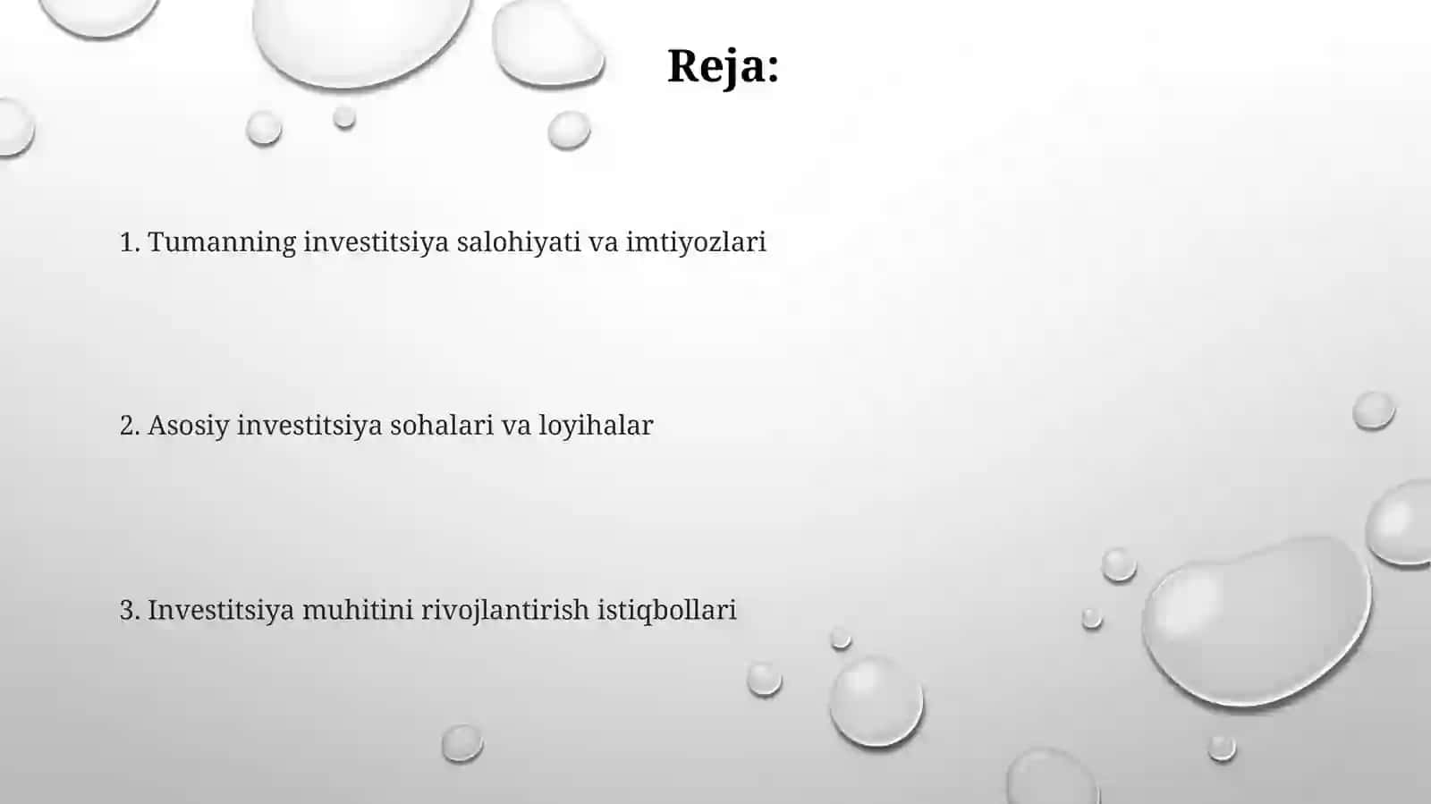 Oʻzbekiston tumaniga jalb etilgan investitsiyalar 2