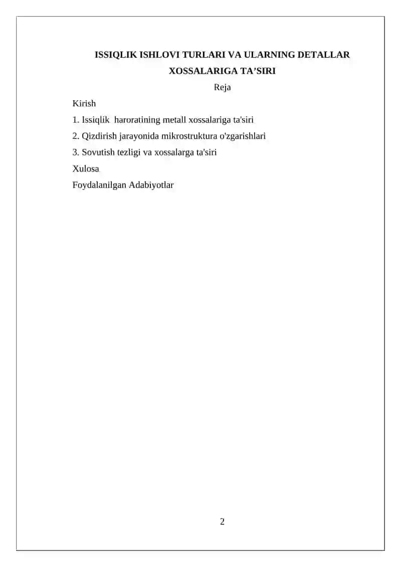 ISSIQLIK ISHLOVI TURLARI VA ULARNING DETALLAR XOSSALARIGA TA’SIRI 2