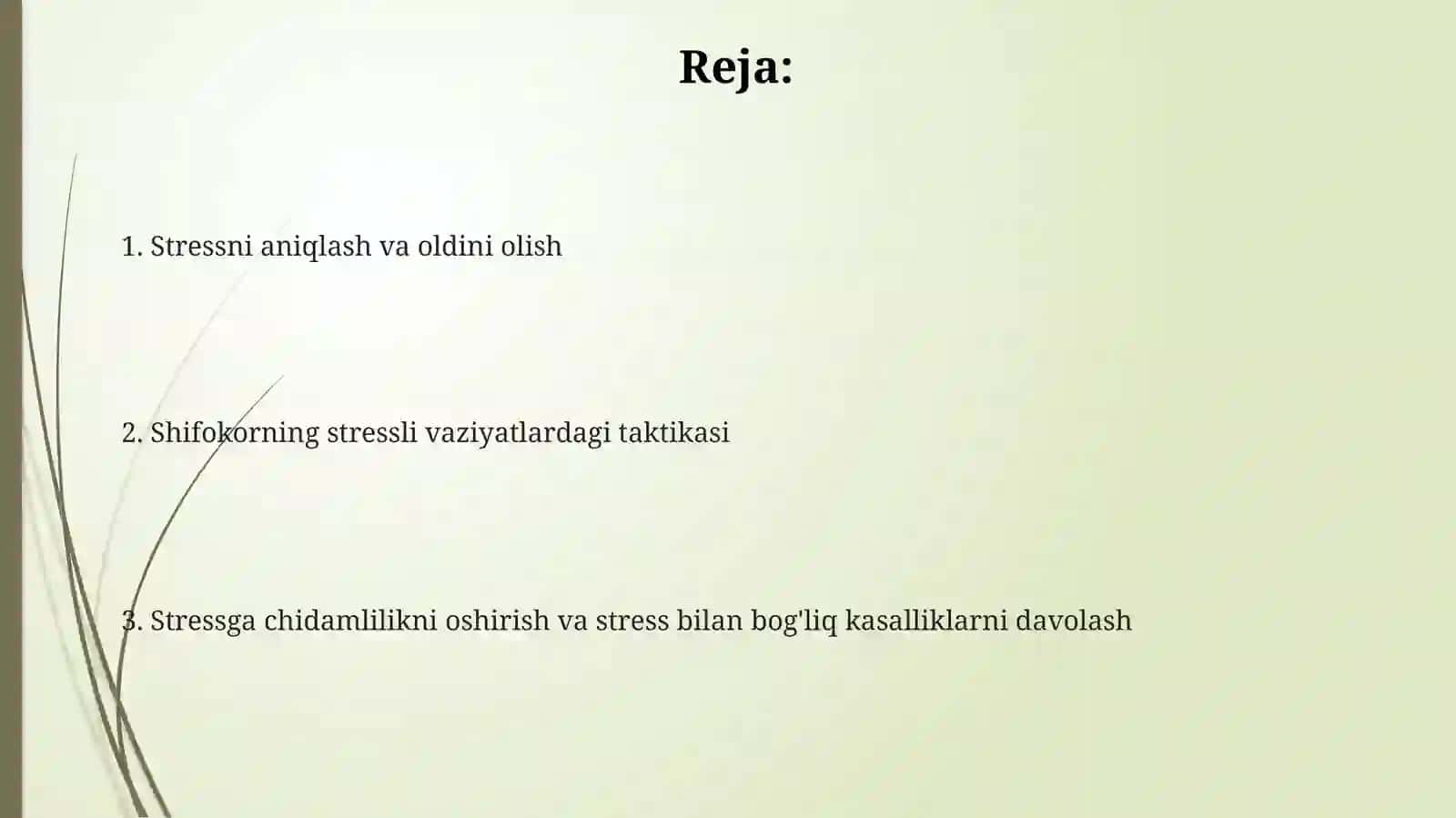 Stresspsixodiagnostikasi, profilaktikasi va stress holatlarini davlatining taktikasi 2