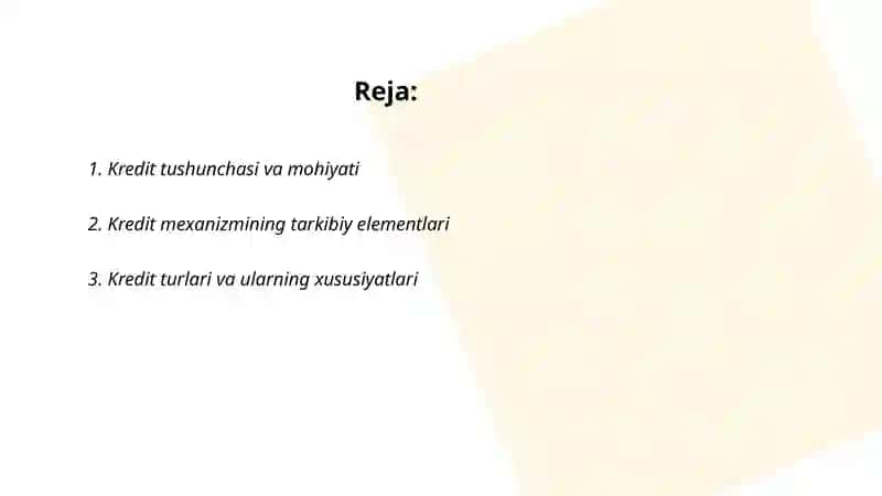 Kredit mexanizmi va uning elementlari 2