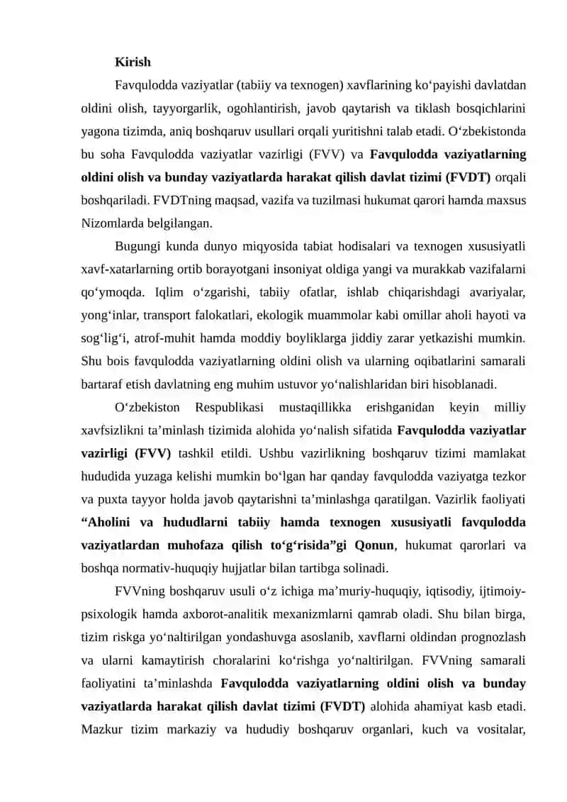 Favqulodda vaziyatlar vazirligini boshqaruv usuli 2