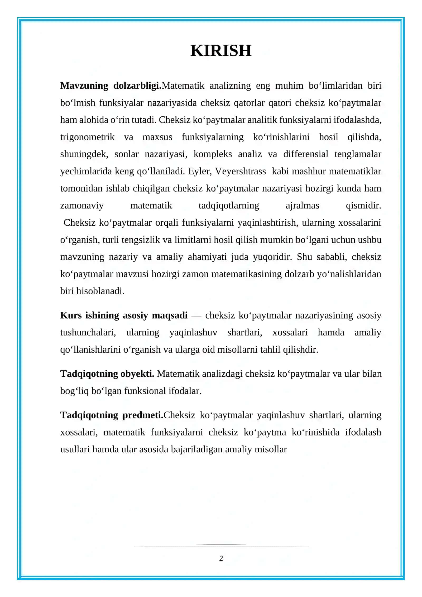 cheksiz koʻpaytmalar 2
