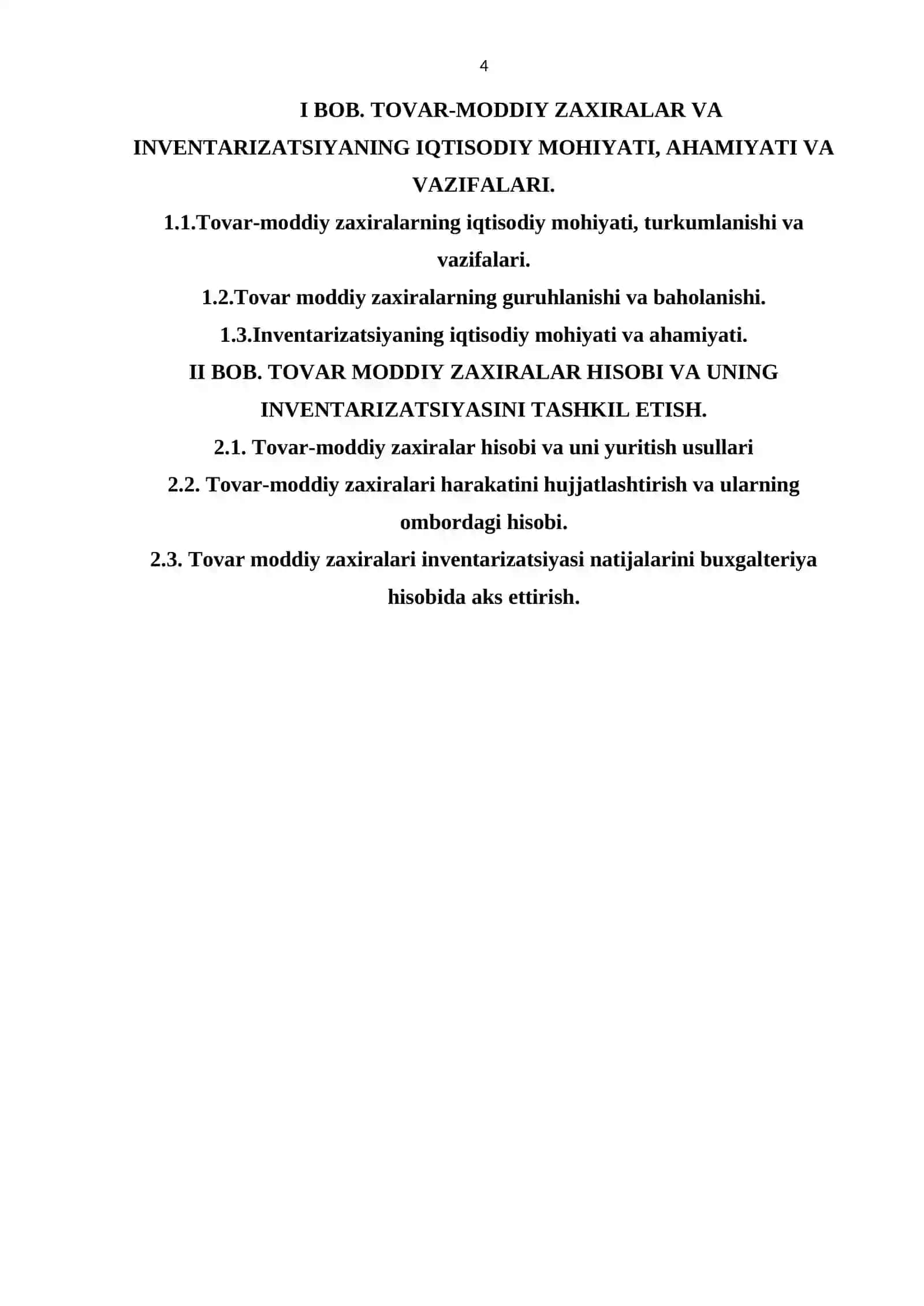 Tovar-moddiy zaxiralar inventarizatsiyasi, uning natijalari hisobi hamda auditi 2