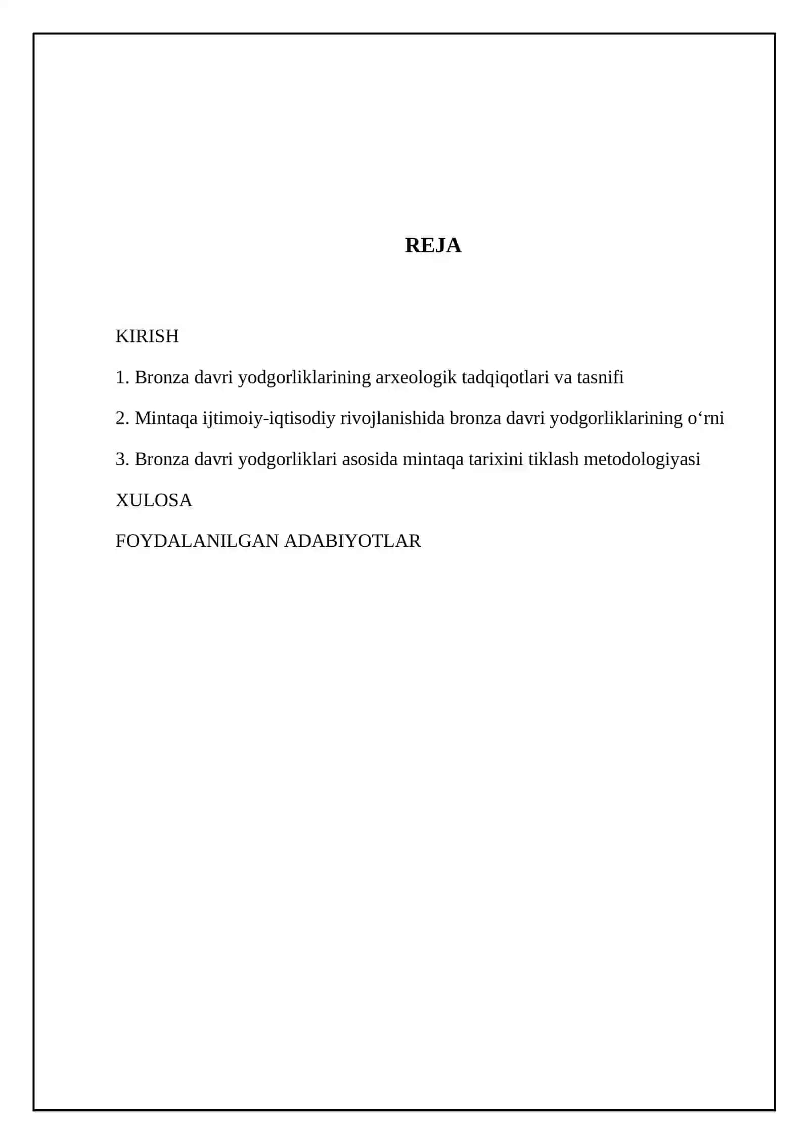 Oʻlka tarixini oʻrganishda bronza davri yodgorliklari 2