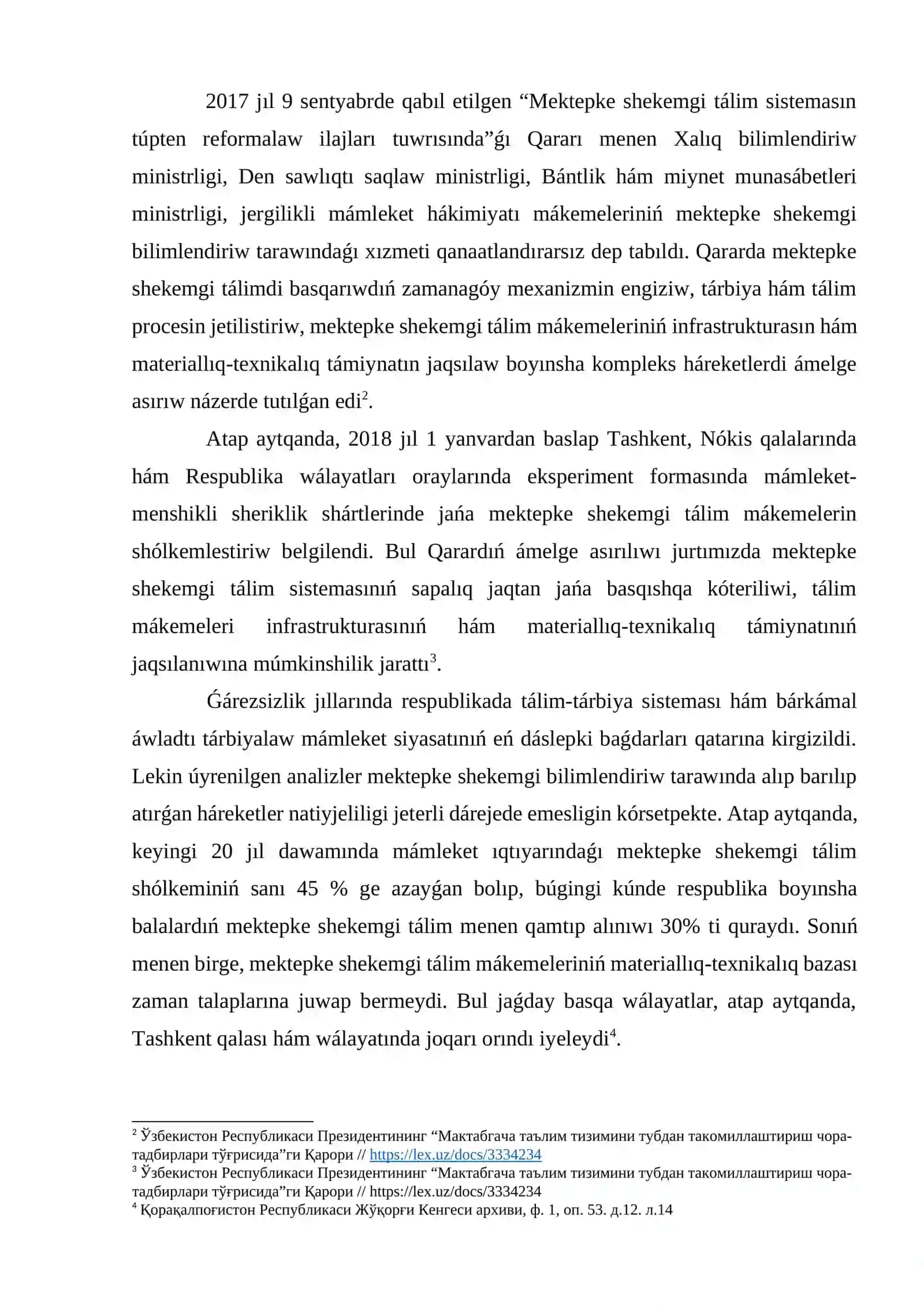 Bilimlendiriw tarawında ámelge asırılıp atırǵan reformalar 2