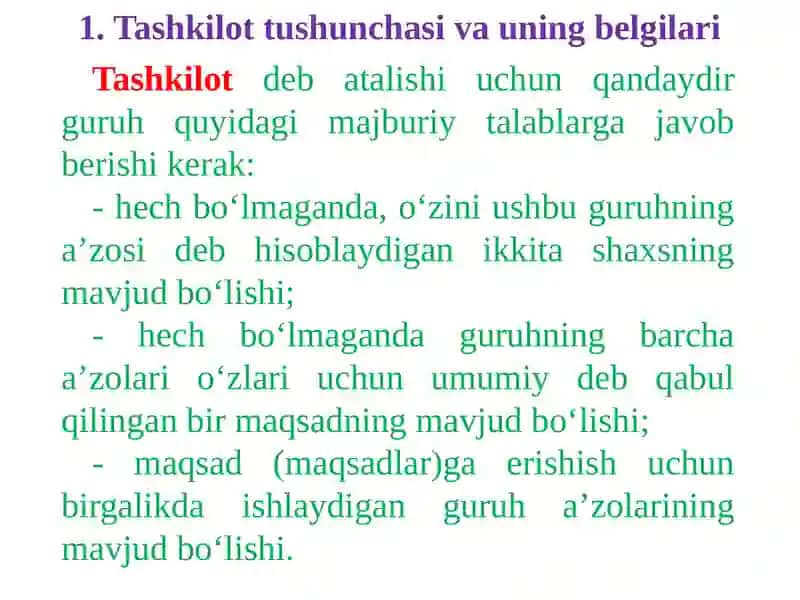 TASHKILOT VA UNI BOSHQARISH 2