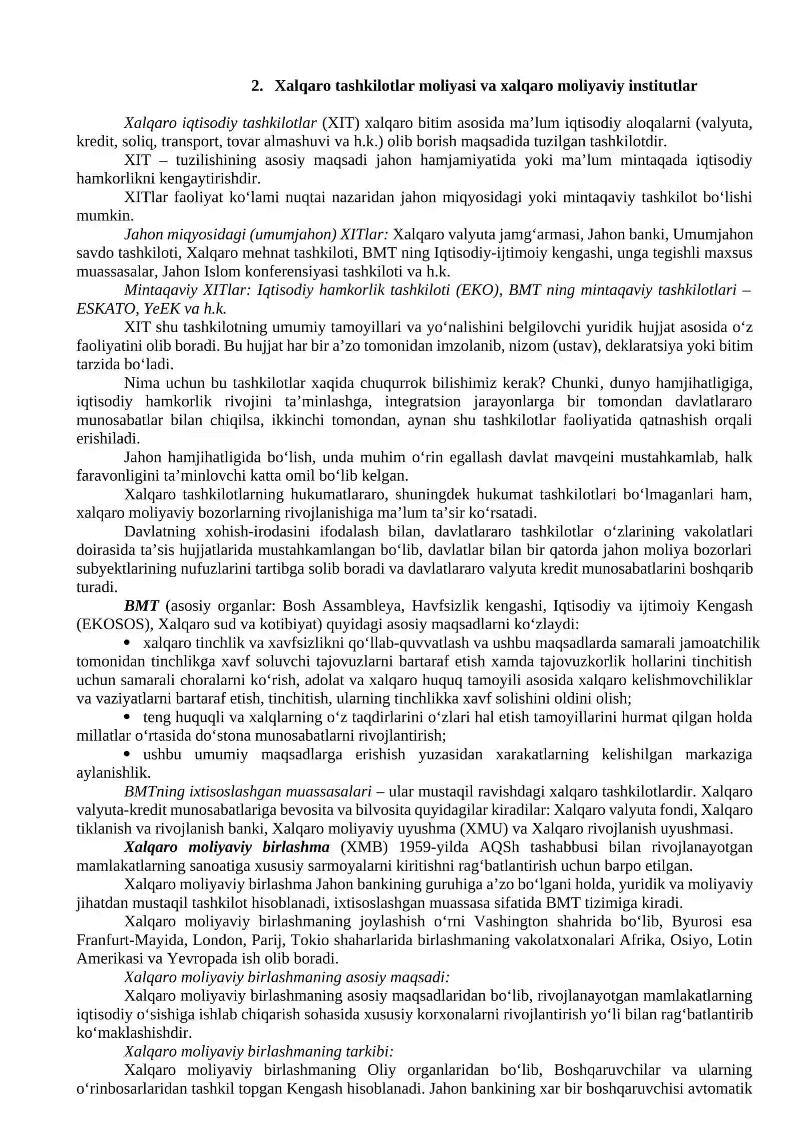 Xalqaro moliya va uning jahon taraqqiyotida tutgan o‘rni 2